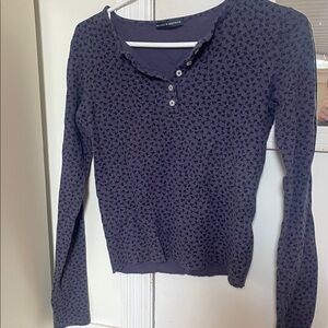 Brandy Melville Blue Patterned Long Sleeve